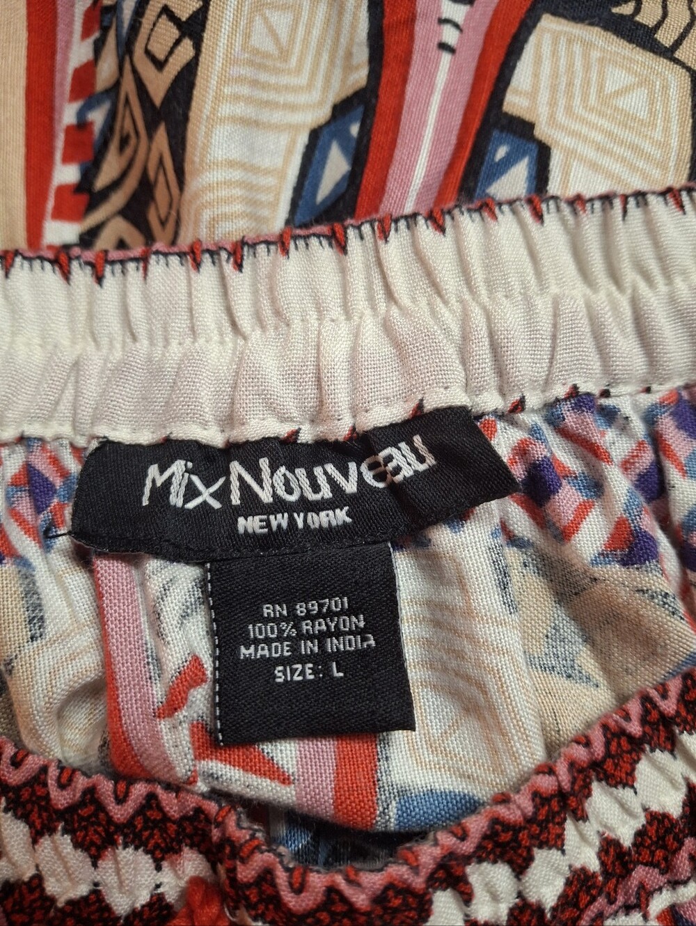 Mix Nouveau Boho Southwestern Tribal Print A-line Maxi Skirt Women Size Large - Picture 2 of 16